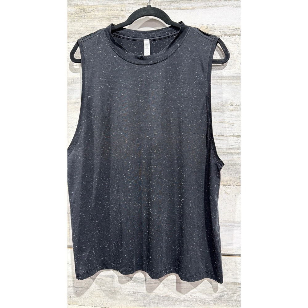 Lululemon All Yours Tank Top Women 10 Black Speckled Relaxed Athleisure EUC